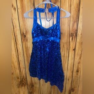 A Wish Come True MA Blue Sequin Tap Jazz Musical Dance Costume Solo Competition